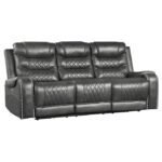 9405GY-3PW Power Double Reclining Sofa with Center Drop-Down Cup Holders, Receptacles and USB Ports - Image 2