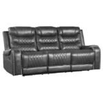 9405GY-3 Double Reclining Sofa with Center Drop-Down Cup Holders, Receptacles and USB Ports - Image 2