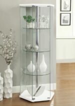 ZAHAVAH 4-SHELF HEXAGONAL CLEAR GLASS CURIO CABINET WHITE - Image 2