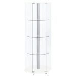 ZAHAVAH 4-SHELF HEXAGONAL CLEAR GLASS CURIO CABINET WHITE
