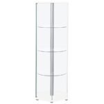 ZAHAVAH 4-SHELF HEXAGONAL CLEAR GLASS CURIO CABINET WHITE - Image 3