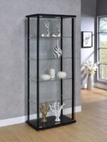 DELPHINIUM 5-SHELF CLEAR GLASS CURIO DISPLAY CABINET BLACK - Image 2