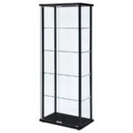 DELPHINIUM 5-SHELF CLEAR GLASS CURIO DISPLAY CABINET BLACK - Image 4