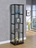 CYCLAMEN 4-SHELF CLEAR GLASS CURIO DISPLAY CABINET BLACK - Image 2