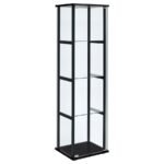 CYCLAMEN 4-SHELF CLEAR GLASS CURIO DISPLAY CABINET BLACK