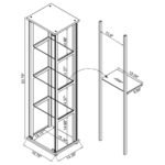 CYCLAMEN 4-SHELF CLEAR GLASS CURIO DISPLAY CABINET BLACK - Image 8