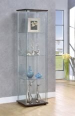 BELLATRIX 4-SHELF CLEAR GLASS CURIO CABINET CAPPUCCINO - Image 2