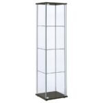 BELLATRIX 4-SHELF CLEAR GLASS CURIO CABINET CAPPUCCINO
