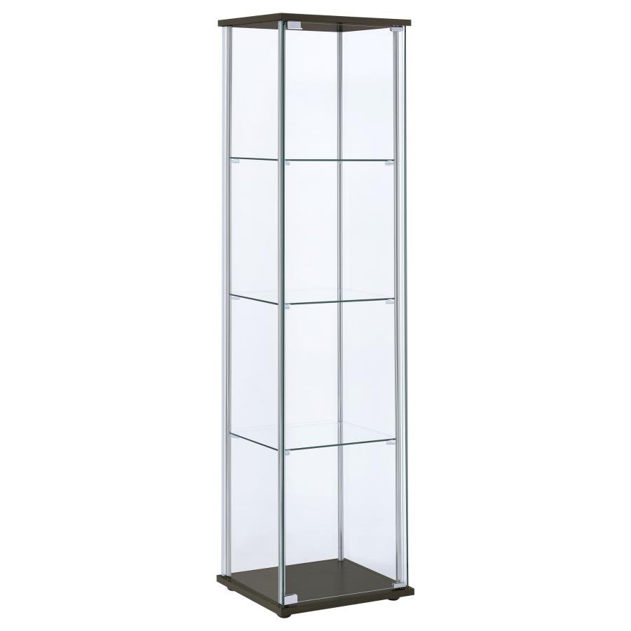 950172_02x900.jpg BELLATRIX 4-SHELF CLEAR GLASS CURIO CABINET CAPPUCCINO - Image 1