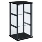 CYCLAMEN 3-SHELF CLEAR GLASS CURIO DISPLAY CABINET BLACK