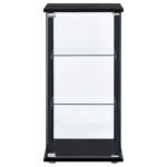 CYCLAMEN 3-SHELF CLEAR GLASS CURIO DISPLAY CABINET BLACK - Image 3