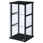 CYCLAMEN 3-SHELF CLEAR GLASS CURIO DISPLAY CABINET BLACK - Image 4