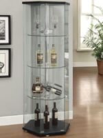 ZAHAVAH 4-SHELF HEXAGONAL CLEAR GLASS CURIO CABINET BLACK - Image 2