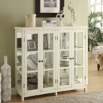 SABLE 4-DOOR WOOD ACCENT STORAGE DISPLAY CABINET OFF WHITE - Image 2