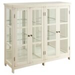 SABLE 4-DOOR WOOD ACCENT STORAGE DISPLAY CABINET OFF WHITE
