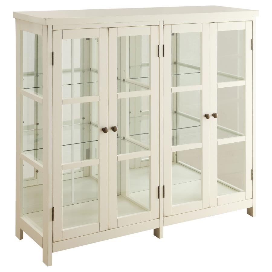 950306_02x900.jpg SABLE 4-DOOR WOOD ACCENT STORAGE DISPLAY CABINET OFF WHITE - Image 1