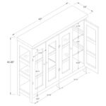 SABLE 4-DOOR WOOD ACCENT STORAGE DISPLAY CABINET OFF WHITE - Image 4