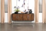 BORMAN 4-DOOR WOOD ACCENT CABINET WALNUT AND BLACK - Image 2