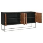 BORMAN 4-DOOR WOOD ACCENT CABINET WALNUT AND BLACK - Image 3