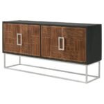 BORMAN 4-DOOR WOOD ACCENT CABINET WALNUT AND BLACK - Image 4