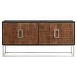 BORMAN 4-DOOR WOOD ACCENT CABINET WALNUT AND BLACK - Image 5