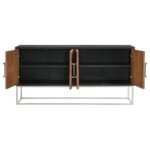 BORMAN 4-DOOR WOOD ACCENT CABINET WALNUT AND BLACK - Image 6