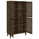 ELOUISE 4-DOOR ENGINEERED WOOD TALL ACCENT CABINET DARK PINE - Image 3