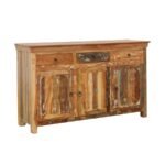 HARPER 3-DOOR SOLID RECLAIMED WOOD ACCENT CABINET BROWN