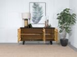 AMINAH 3-DOOR WOOD ACCENT CABINET NATURAL AND BLACK - Image 3