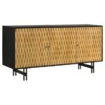 AMINAH 3-DOOR WOOD ACCENT CABINET NATURAL AND BLACK