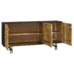 AMINAH 3-DOOR WOOD ACCENT CABINET NATURAL AND BLACK - Image 4