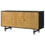 AMINAH 3-DOOR WOOD ACCENT CABINET NATURAL AND BLACK - Image 7