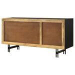 AMINAH 3-DOOR WOOD ACCENT CABINET NATURAL AND BLACK - Image 10