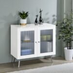 NIETA 2-DOOR ENGINEERED WOOD ACCENT CABINET WHITE HIGH GLOSS - Image 2