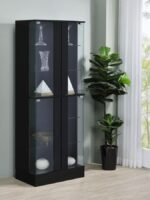CABRA 4-DOOR LED CURIO DISPLAY CABINET BLACK HIGH GLOSS - Image 2