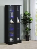 CABRA 4-DOOR LED CURIO DISPLAY CABINET BLACK HIGH GLOSS - Image 3