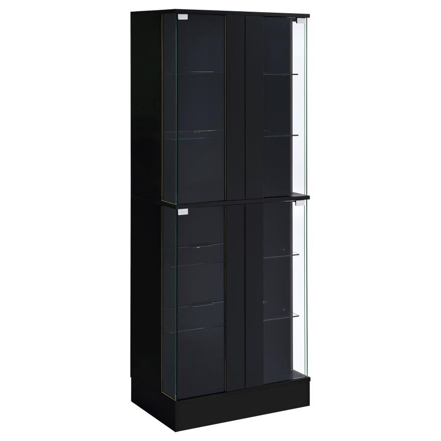 950398_03x900.jpg CABRA 4-DOOR LED CURIO DISPLAY CABINET BLACK HIGH GLOSS - Image 1