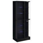 CABRA 4-DOOR LED CURIO DISPLAY CABINET BLACK HIGH GLOSS - Image 4