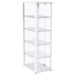 AERO 5-SHELF DISPLAY CURIO CABINET WITH LED LIGHTING WHITE - Image 5