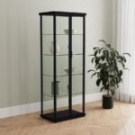 AERO 4-SHELF DISPLAY CURIO CABINET WITH LED LIGHTING BLACK - Image 2