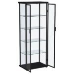 AERO 4-SHELF DISPLAY CURIO CABINET WITH LED LIGHTING BLACK - Image 3