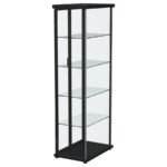 AERO 4-SHELF DISPLAY CURIO CABINET WITH LED LIGHTING BLACK - Image 7