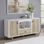 DALTON 2-DOOR STORAGE CABINET WHITE AND DISTRESSED PINE - Image 2