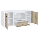 DALTON 2-DOOR STORAGE CABINET WHITE AND DISTRESSED PINE - Image 3