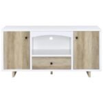 DALTON 2-DOOR STORAGE CABINET WHITE AND DISTRESSED PINE - Image 4