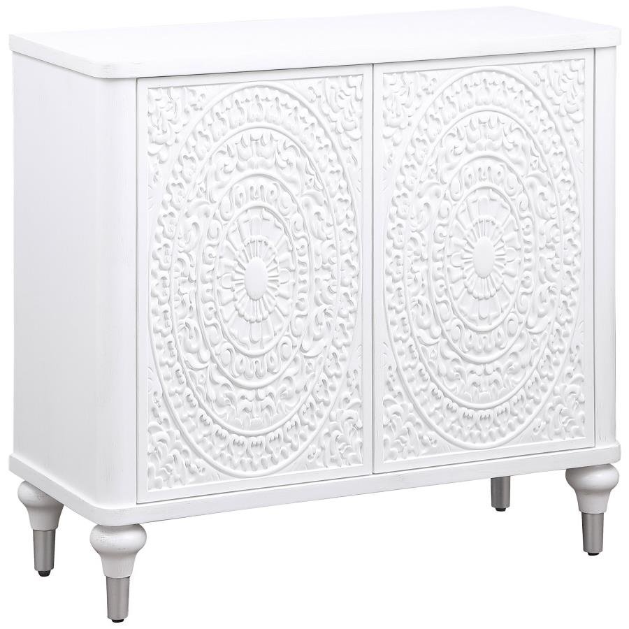 950411_02x900.jpg CARDELLA 2-DOOR MANDALA ACCENT CABINET DISTRESSED WHITE - Image 1