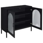 JESS 2-DOOR ARCHED FLUTED GLASS ACCENT CABINET BLACK - Image 3
