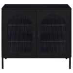 JESS 2-DOOR ARCHED FLUTED GLASS ACCENT CABINET BLACK - Image 4