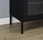 JESS 2-DOOR ARCHED FLUTED GLASS ACCENT CABINET BLACK - Image 9