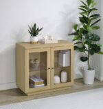 TILBURY 2-DOOR GLASS FRONT ACCENT DISPLAY CABINET LIGHT OAK - Image 2
